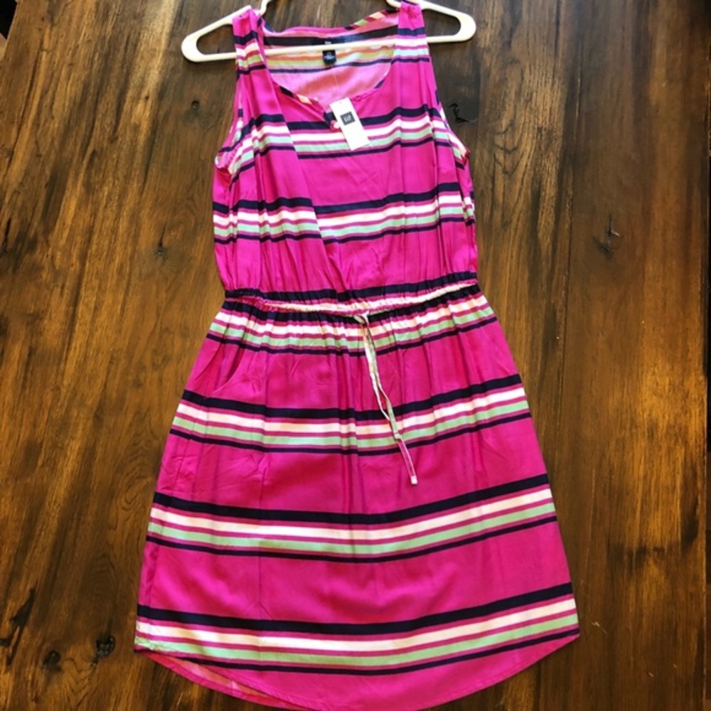 Gap Pink and navy striped dress - size S